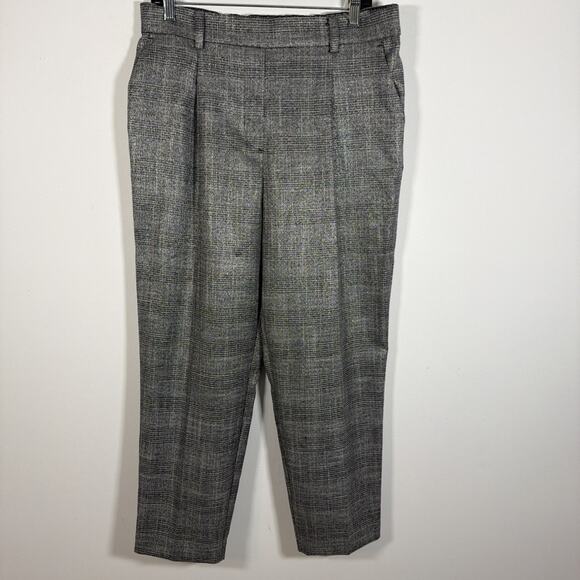 LOFT Ann Taylor Pants Women Large Pull On Black Silver Ankle Trouser Slacks - Picture 1 of 7